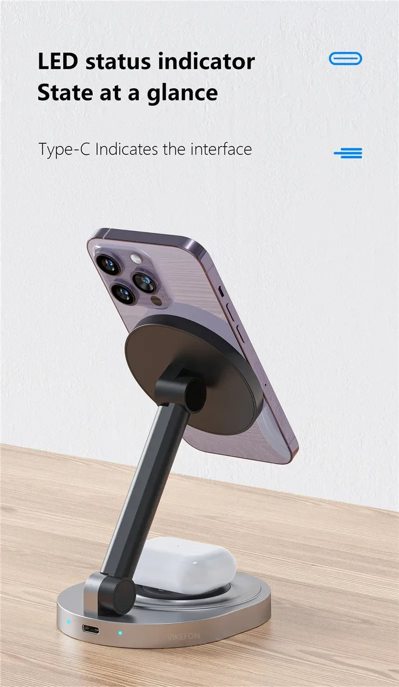 Phozetech| 2 in 1 Folable Magnetic Wireless Fast Charging