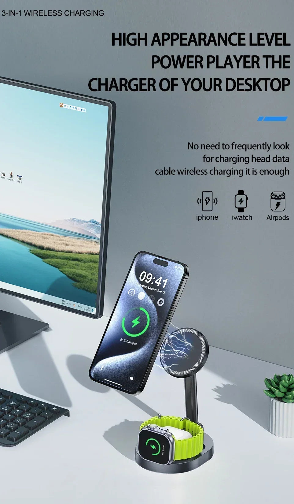 Phozetech| 2 in 1 Folable Magnetic Wireless Fast Charging