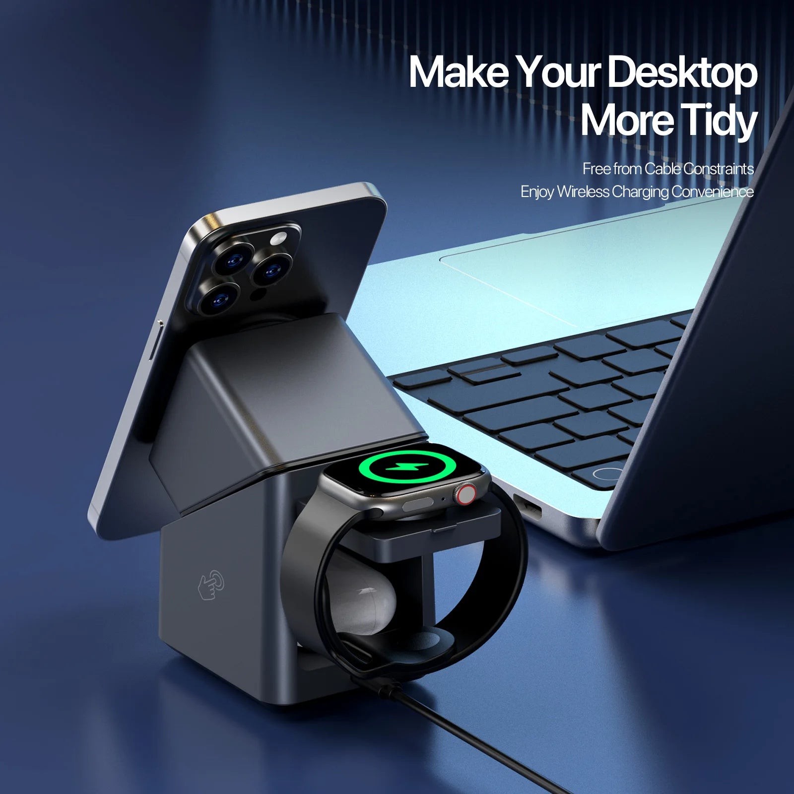 Magnetic 4 in 1 Auto Rotation Wireless Charger Fast Charging Up To 15W for Iphone 16 15 14 13 Pro Max, Iwatch, Airpods Pro