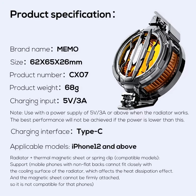 PHOZETECH| Phone cooler with (RGB) LIGHT
