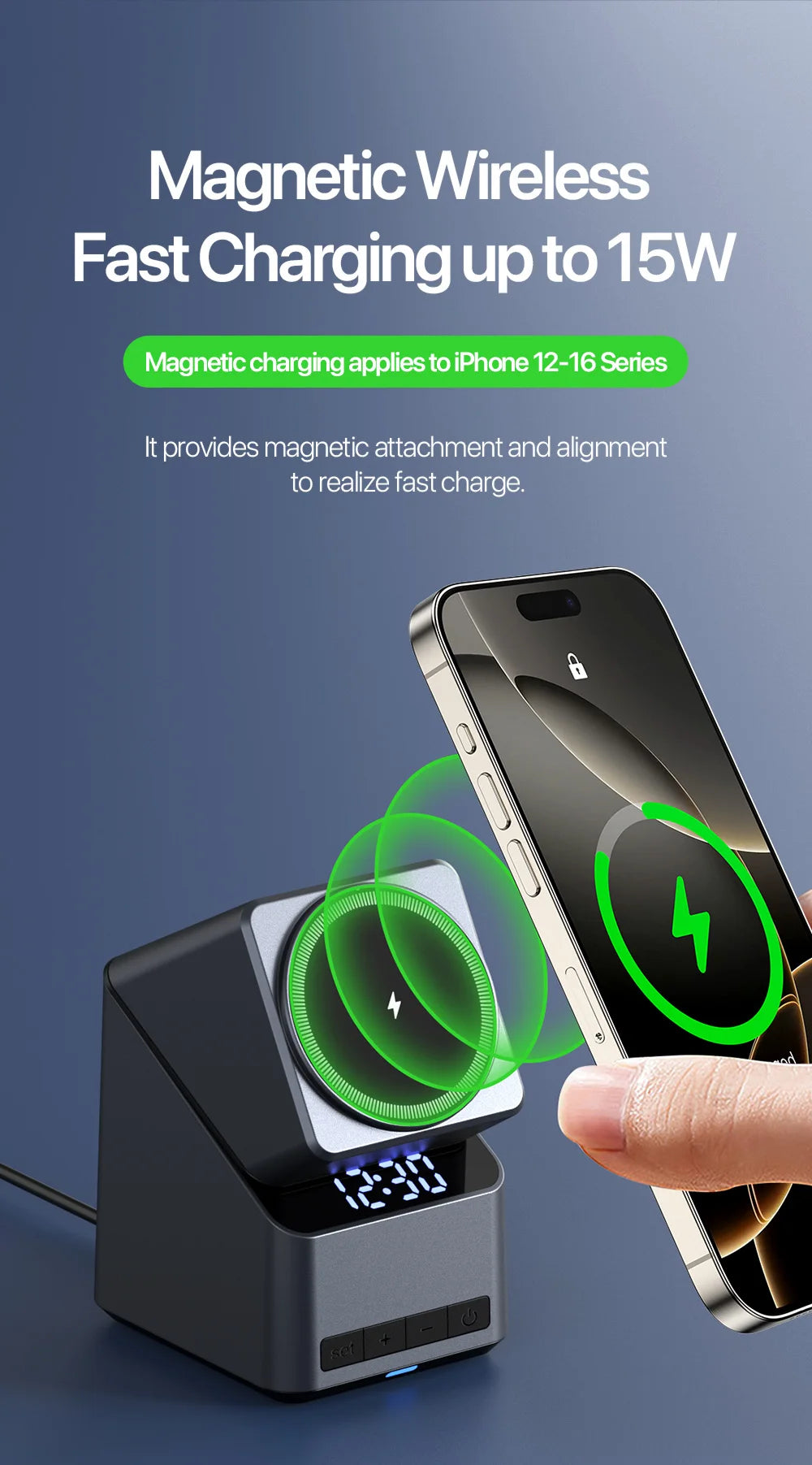 Magnetic 4 in 1 Auto Rotation Wireless Charger Fast Charging Up To 15W for Iphone 16 15 14 13 Pro Max, Iwatch, Airpods Pro