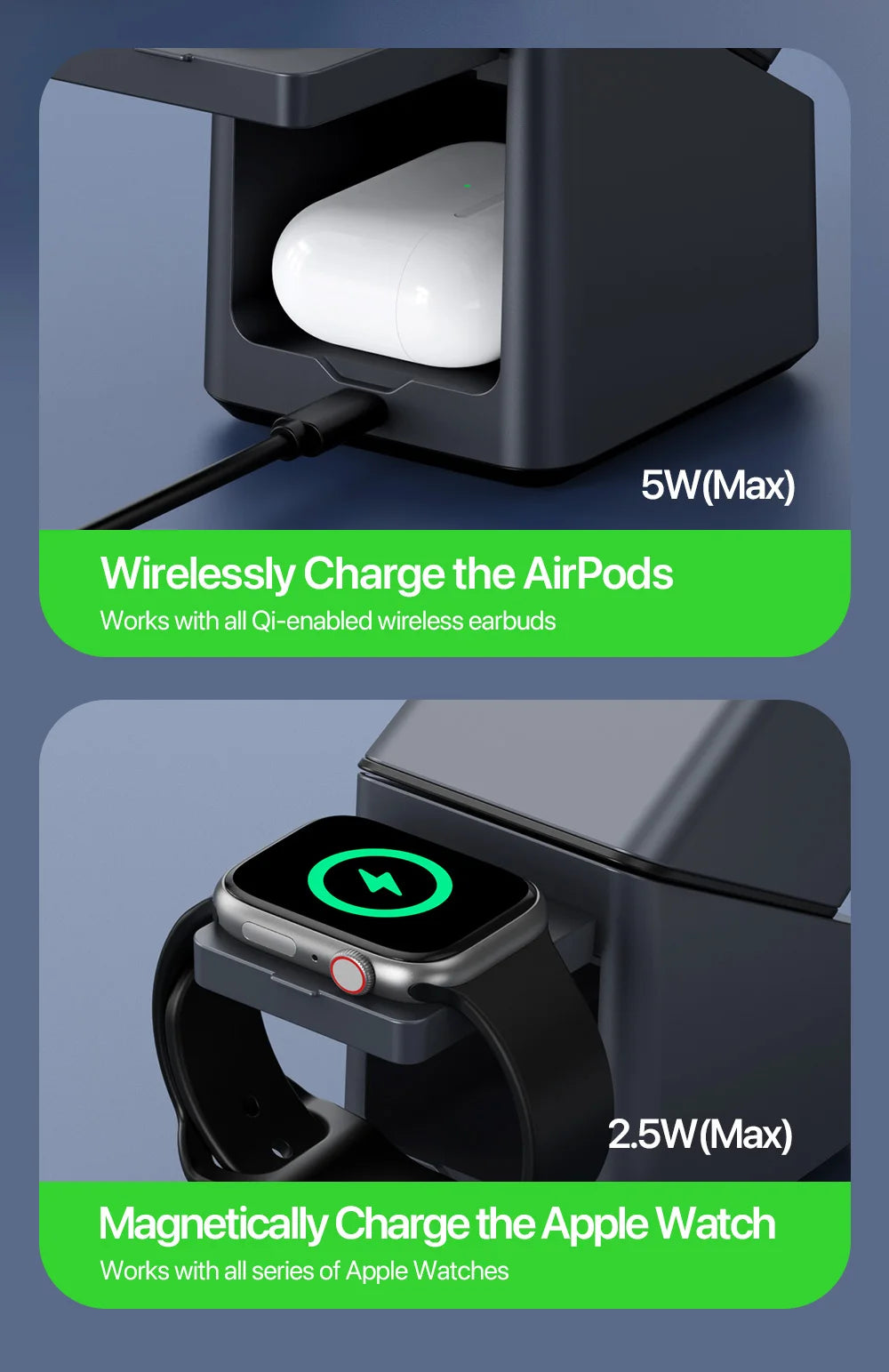 Magnetic 4 in 1 Auto Rotation Wireless Charger Fast Charging Up To 15W for Iphone 16 15 14 13 Pro Max, Iwatch, Airpods Pro